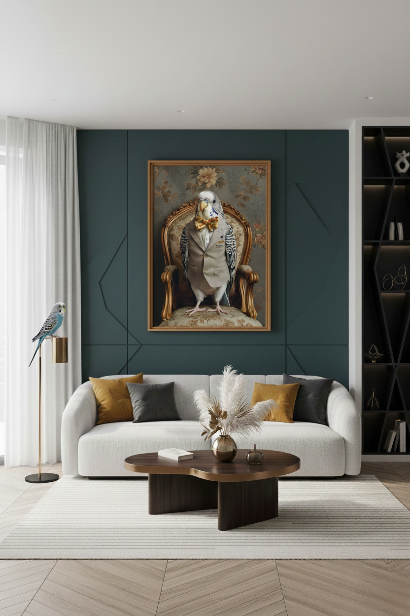 The Distinguished Budgie Portrait – Custom Fine Art Aluminum Print